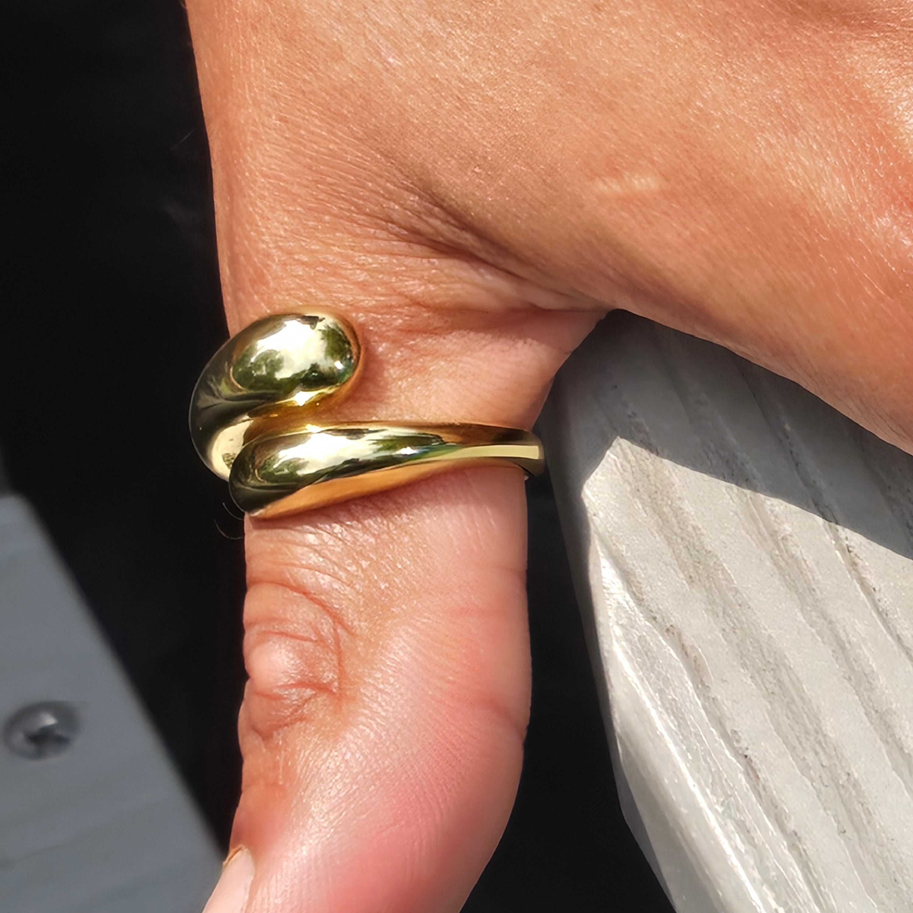 Adjustable Gold Statement Ring – 18K Gold Plated Sterling Silver