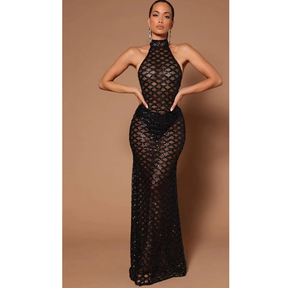 Sexy Backless Halter Mermaid Dress