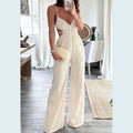 Resort Backless Textured Slim Jumpsuit