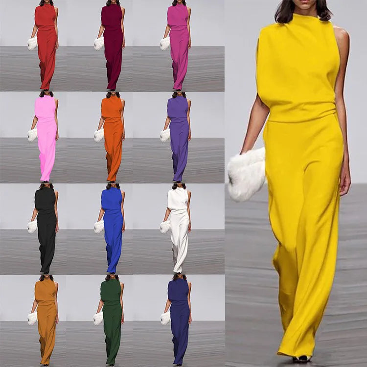 Summer Sleeveless Collar Jumpsuit