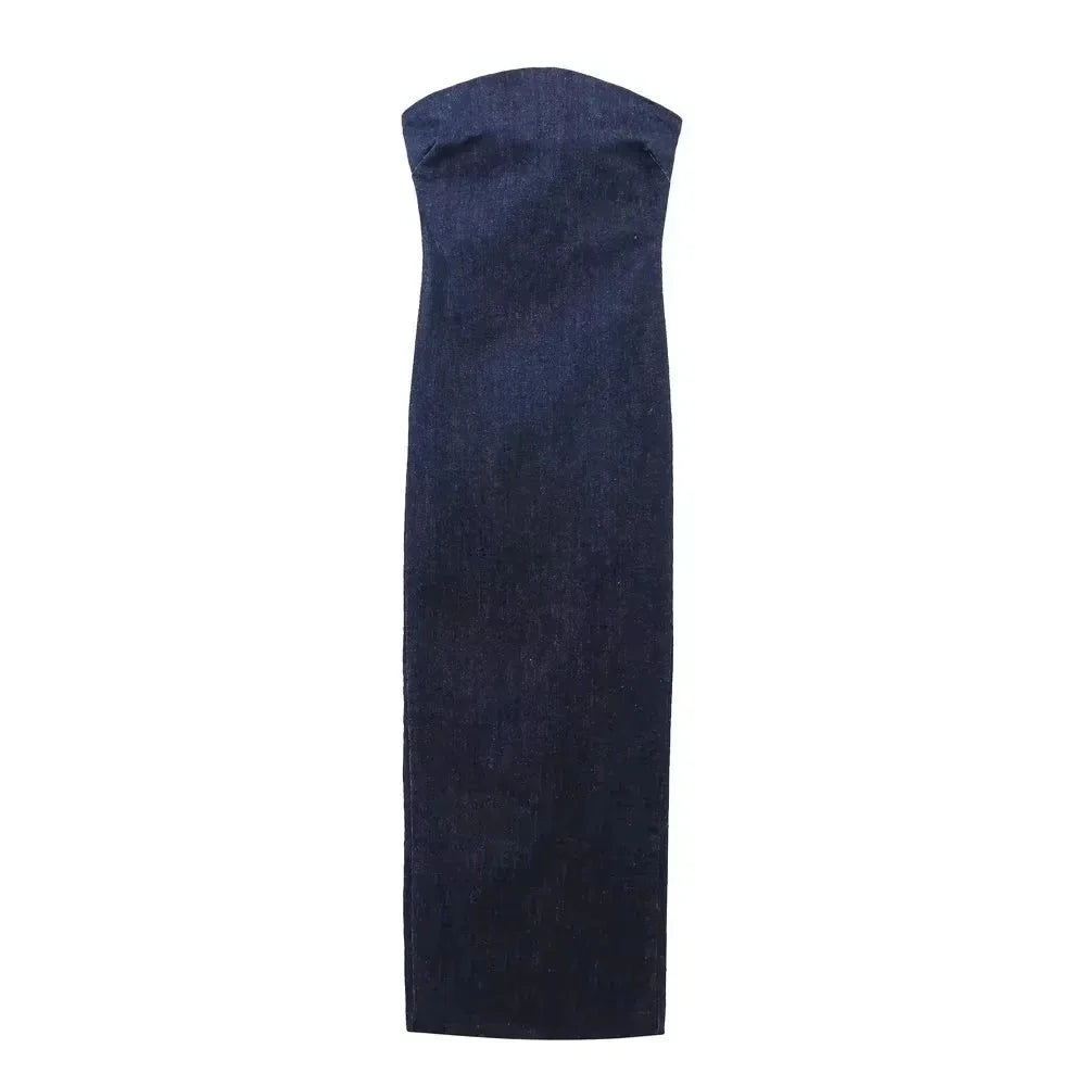 Denim Strapless Stretch Dress