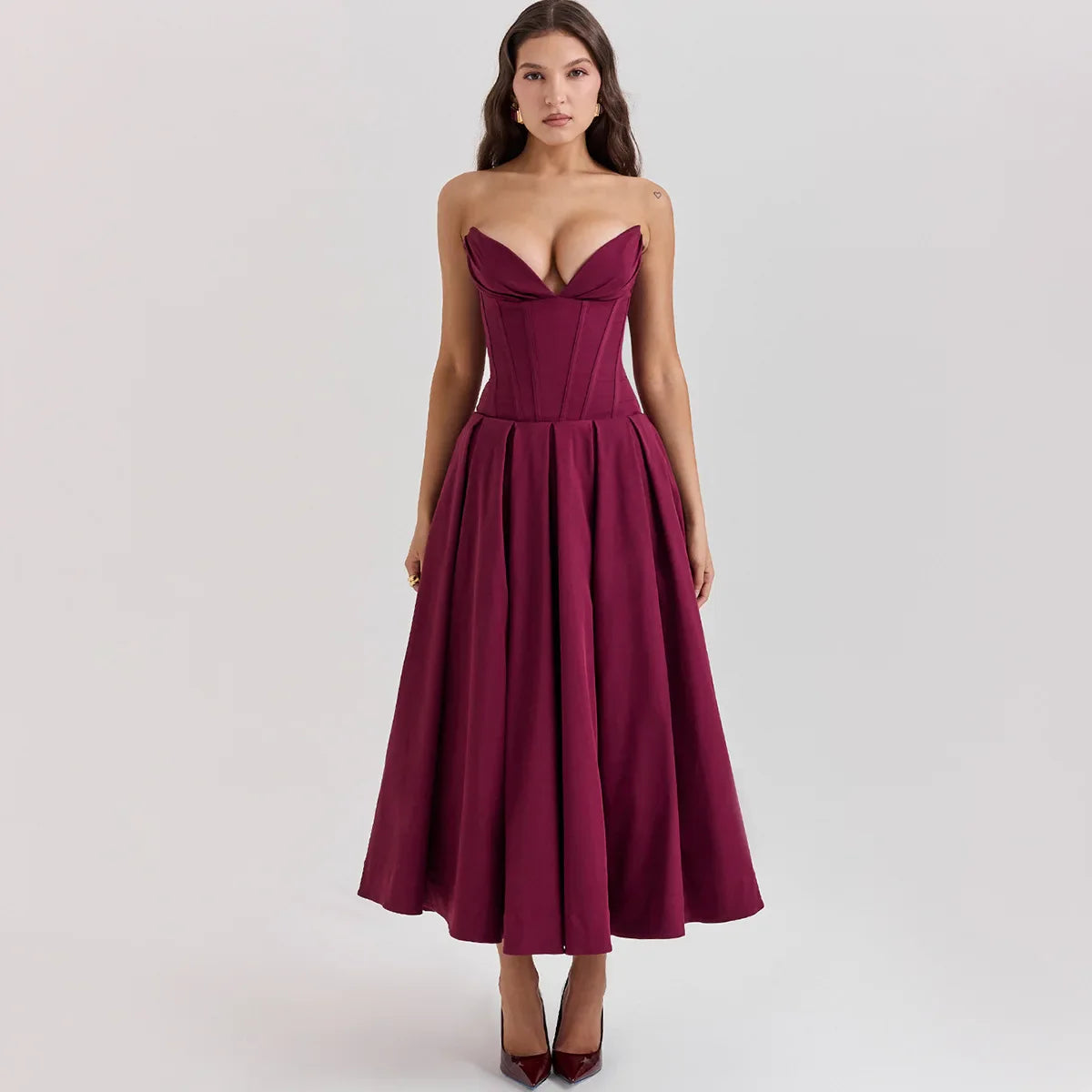 Black Elegant Corset MIDI Dress