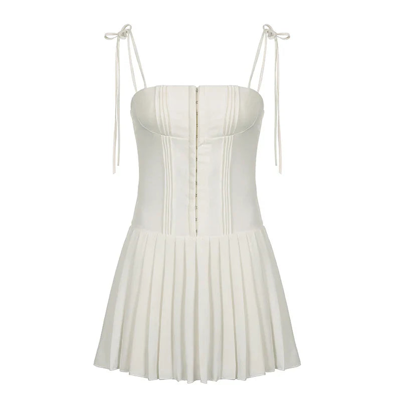 Pleated Sleeveless Corset Mini Dress