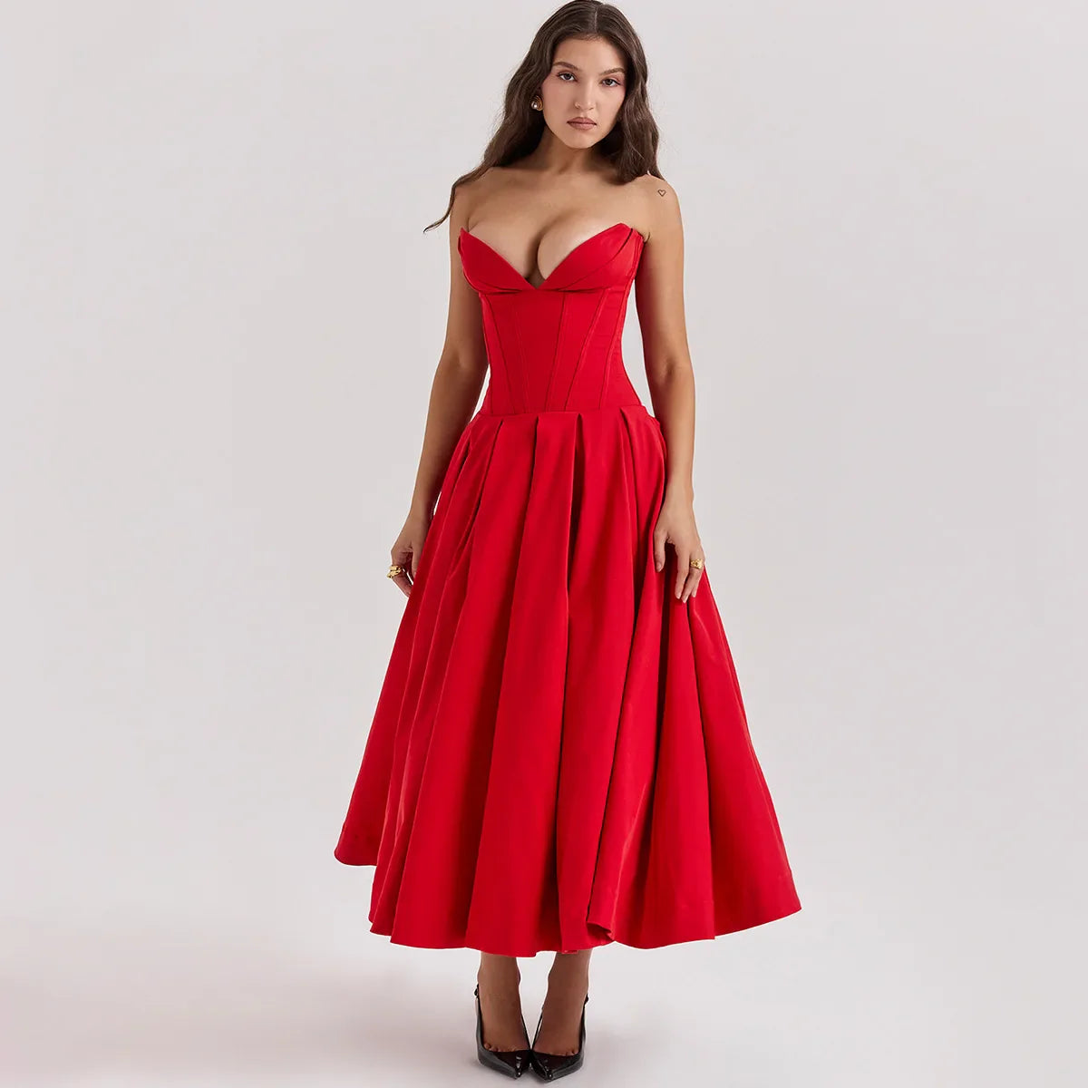 Black Elegant Corset MIDI Dress