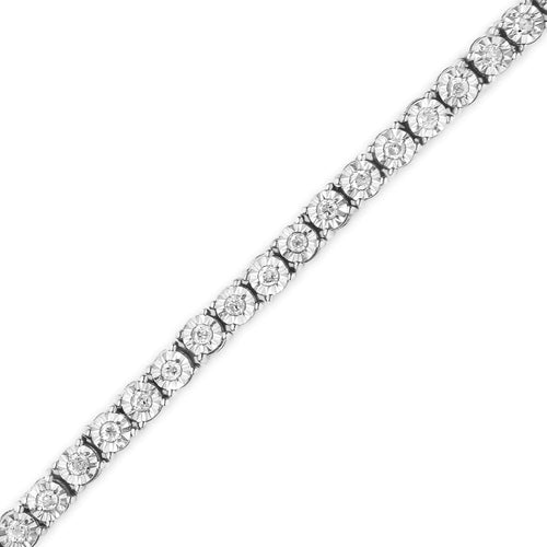 1.0 Cttw Diamond Illusion-Set Miracle Plate 925 Tennis Bracelet (I-J Color, I3 Clarity) - 7"