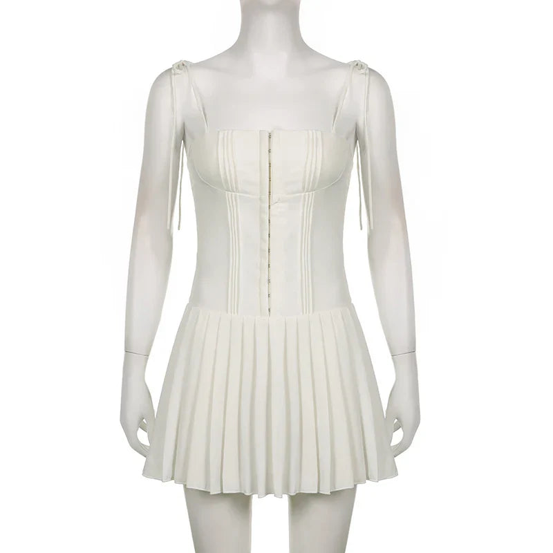 Pleated Sleeveless Corset Mini Dress