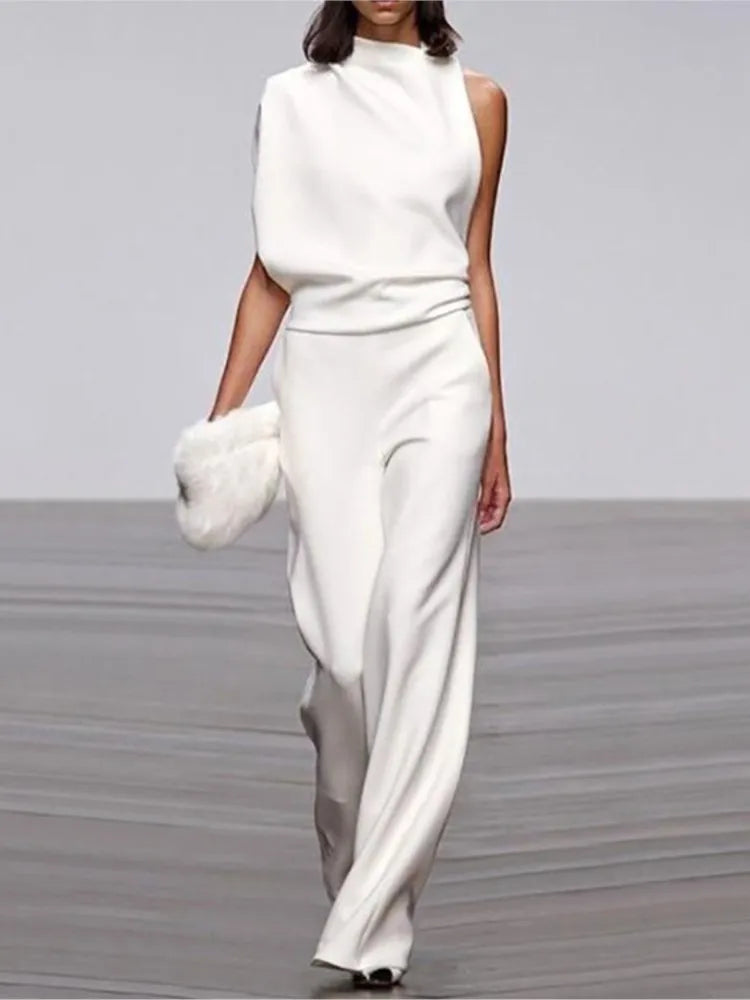 Summer Sleeveless Collar Jumpsuit
